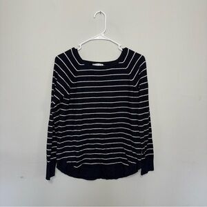 Staccato Striped Knit Sweater Black Long Sleeve Lightweight Top Medium